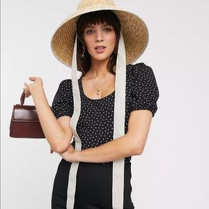 & other stories puff shoulder polka dot bodysuit